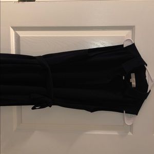 Navy Loft Button down dress with cute bow belt